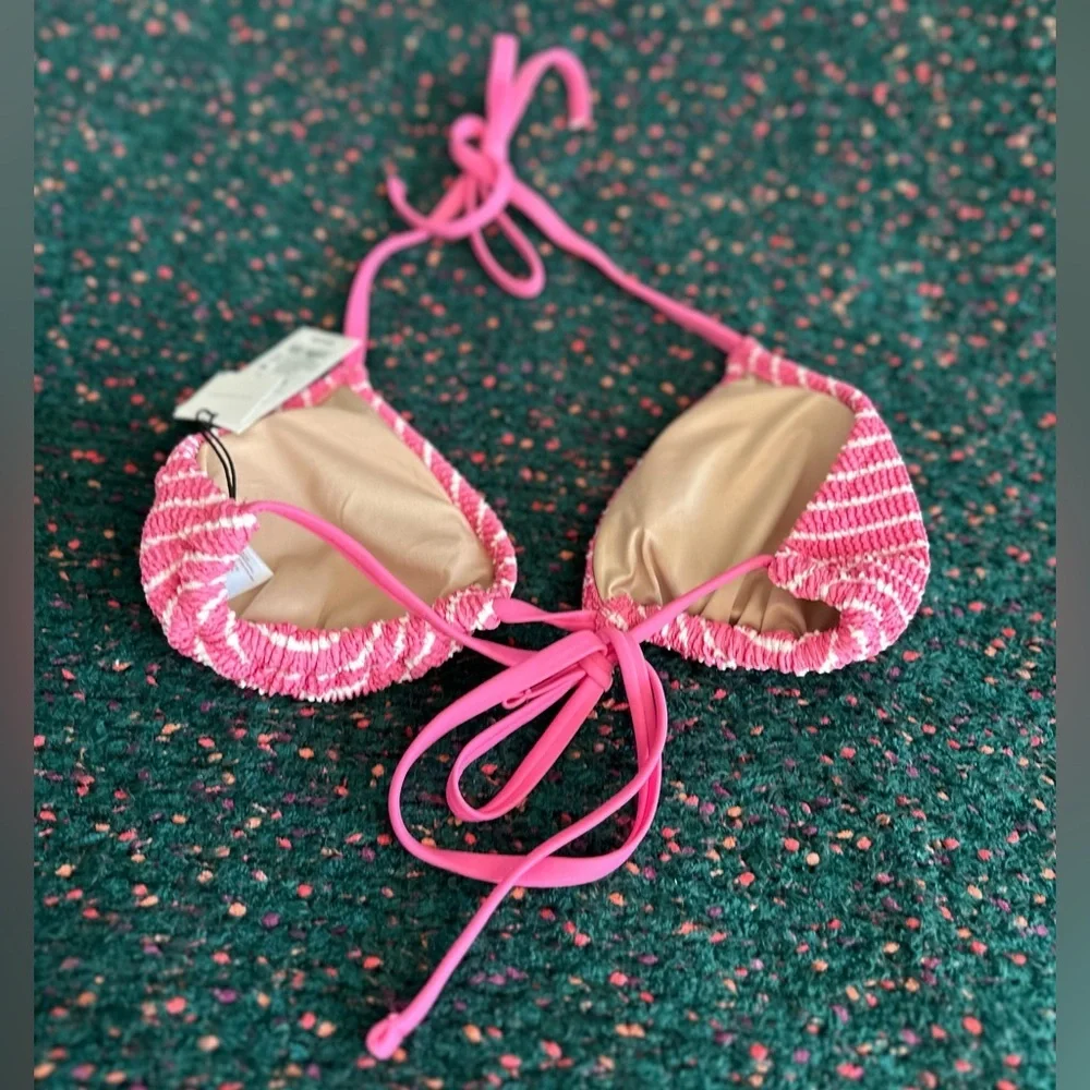 ‼️RARE‼️🎸Shade & Shore🎸🔥NWT🔥Pink/White Striped Bikini Top— M